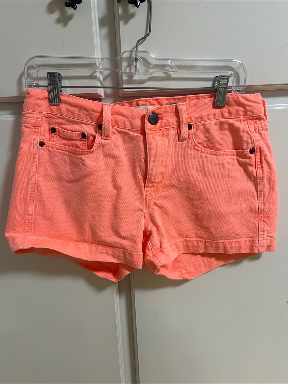 Vintage J. Crew Neon Coral Denim Jean Shorts Y2K Preppy 27